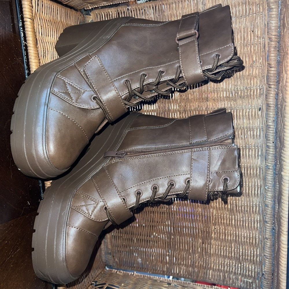 Limelight Womens Boot So 8 Jazzie Brown LaceUp Ziper Platform Boots Shoe Y2K S02